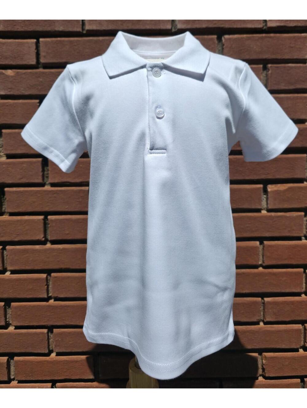 NEW Blank White Short Sleeve Polo Style Collared Shirt 100% Cotton Size 2T - Picture 2 of 9